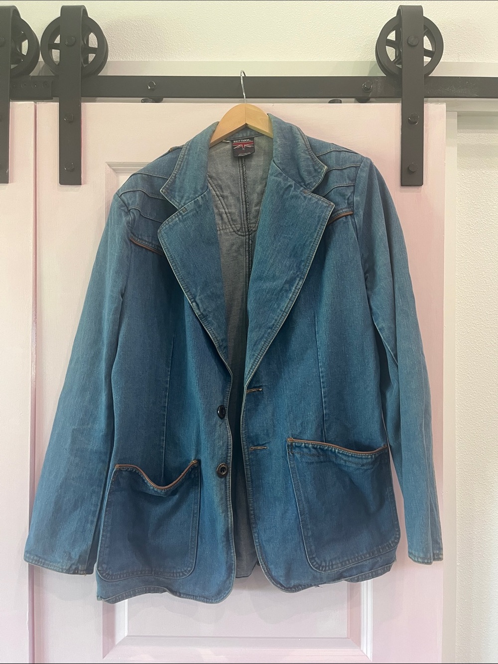 Men's Blue Denim Shirt Jacket Lightweight Blazer